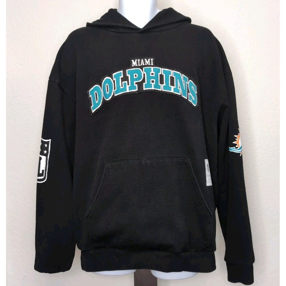 NFL x Aleali May Miami Dolphins Hoodie Mens XL Black Graphic Pullover Sweatshirt